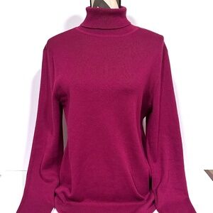 Chico’s Women’s Turtleneck Knit Sweater Cotton Polyester Blend Plum Purple L